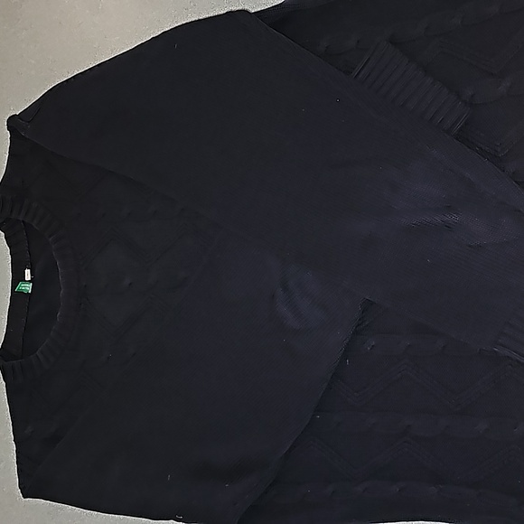 United Colors of Benetton (L) Navy Cable Knit Front Sweater - Picture 4 of 6